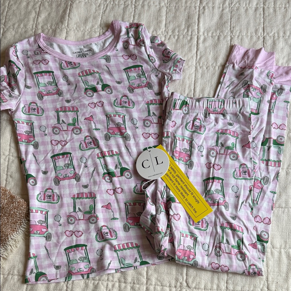 Caden Lane Pink and White Kids Pajama Set size 9/10 brand new with tags!